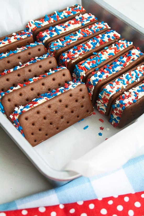 Patriotic Mini Ice Cream Sandwiches